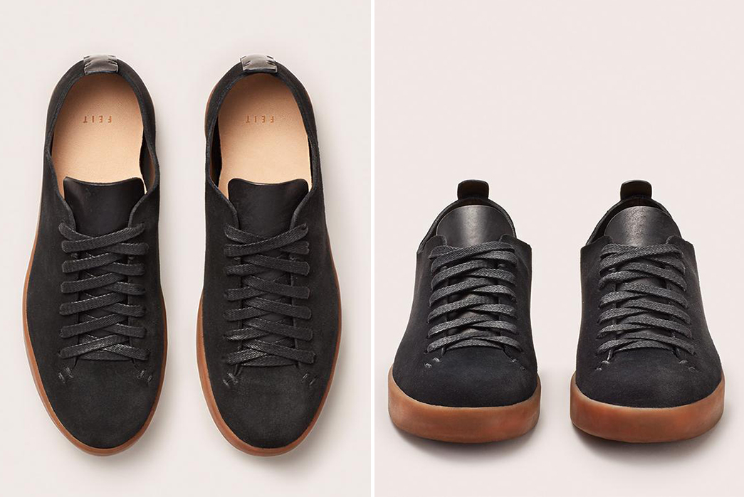 Feit-Introduces-Suede-Uppers-to-Their-Hand-Sewn-Low-Latex-pair-front-top-black