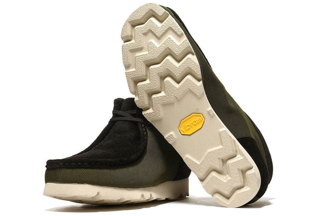 Haven-Gives-Clarks'-Wallabees-a-Gore-Tex-and-Vibram-Upgrade-pair-front-and-bottom-green