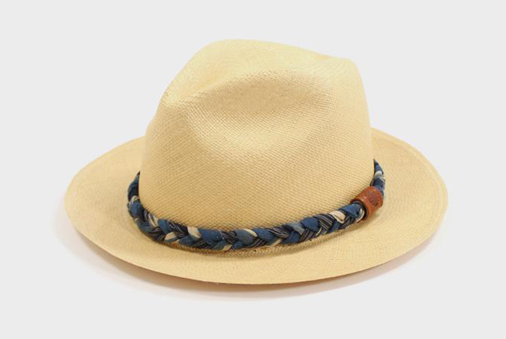 Kiriko-Wraps-Handwoven-Panama-Hats-with-Vintage-Japanese-Fabrics-yellow-with-black-and-blue-belt