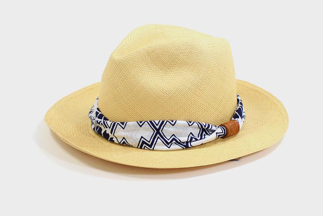 Kiriko-Wraps-Handwoven-Panama-Hats-with-Vintage-Japanese-Fabrics-yellow-with-blue-belt