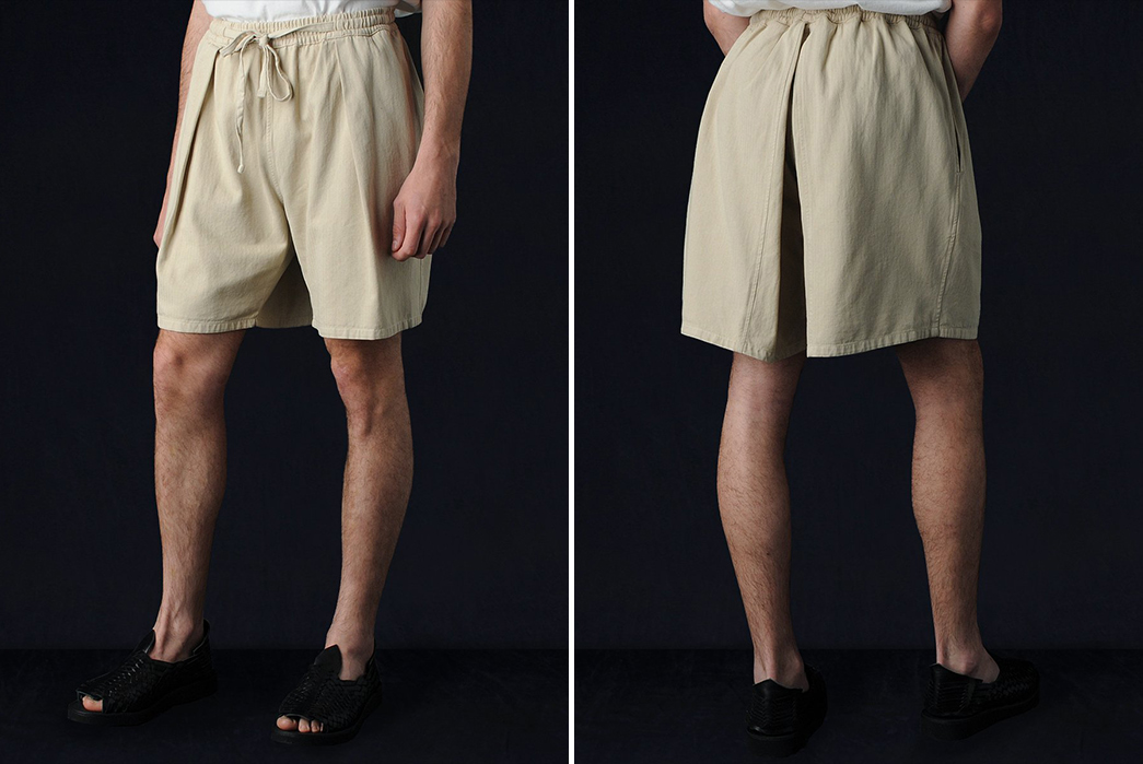 Prospective-Flow-Tanma-Shorts-beige-model-front-back