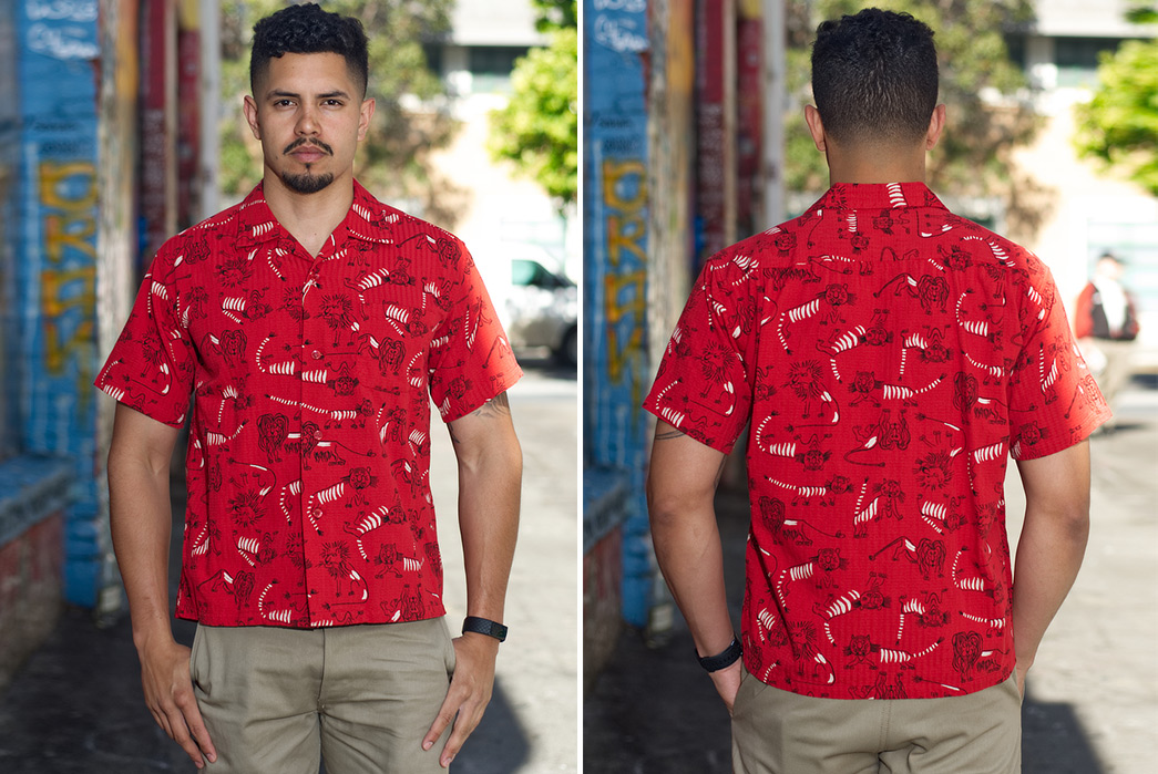 Star-of-Hollywood's-Back-with-More-Repro-Rayon-Hawaiian-Shirts-red-model-front-back