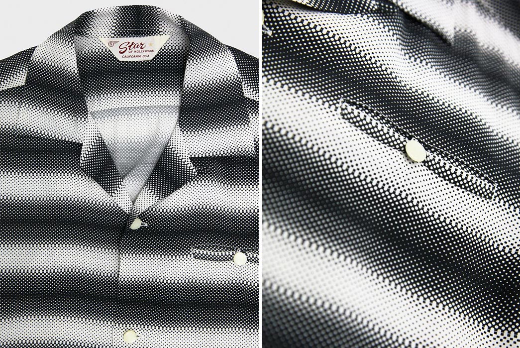 Sugar-Cane-Spins-a-Set-High-Density-Rayon-Shirts-black-and-white-front-collar-and-pocket