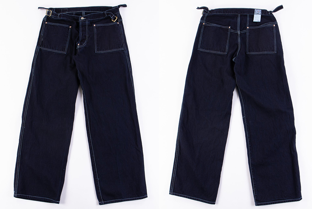 Tender-Cinches-Together-Their-Oxford-Trousers-indigo-front-back