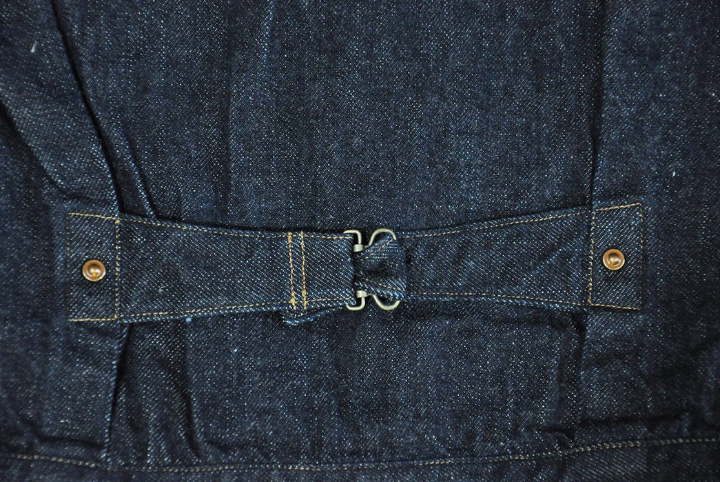 The-Three-Tiers-of-Denim-Jacket A Stevenson Overall Cinch Back Adjuster visa Corlection