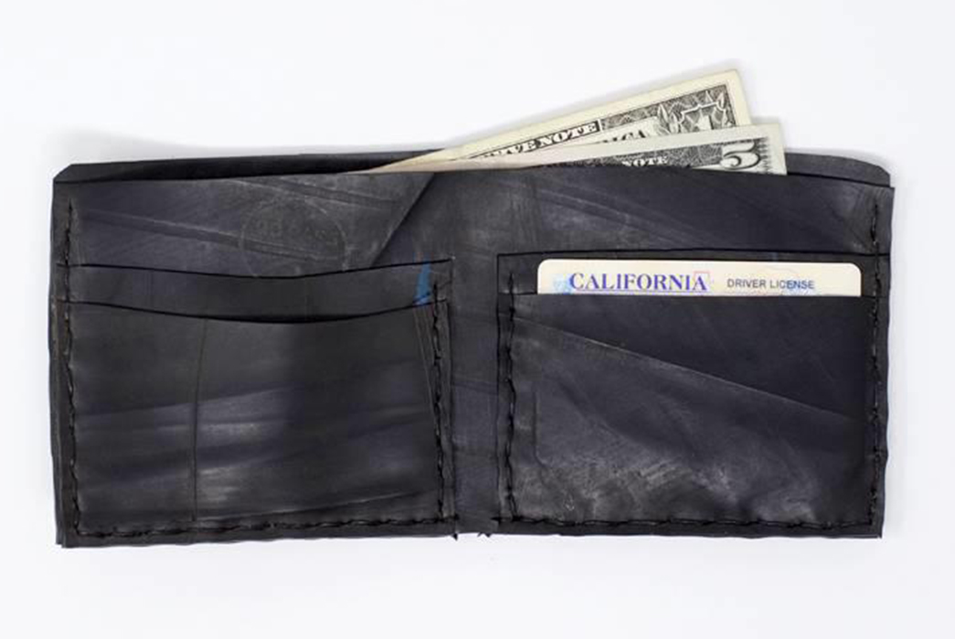Vegan-Leather-What-is-It,-How-It's-Made,-and-Pros-and-Cons-A-money-wallet-made-from-recycled-tyres-via-HumanKind-Fair-Trade