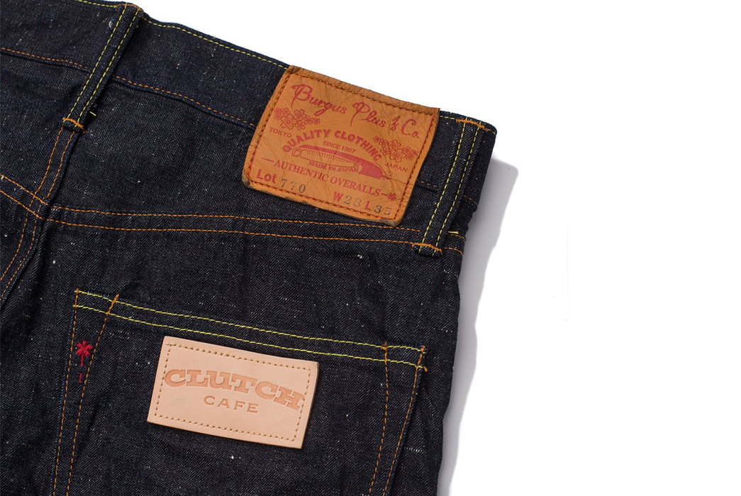 Burgus-Plus-and-Clutch-Cafe-Head-West-With-10oz.-Selvedge-Denim-leg-selvedge-back-leather-patche