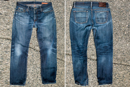 Fade-of-the-Day---Jean-Shop-NYC-Long-Skinny-Raw-Denim-(6-Years,-Unknown-Washes-&-Soaks)-front-back