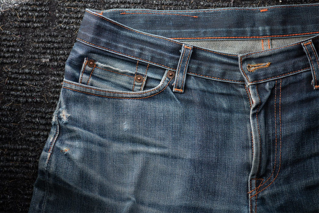 Fade-of-the-Day---Jean-Shop-NYC-Long-Skinny-Raw-Denim-(6-Years,-Unknown-Washes-&-Soaks)-front-top-right-side