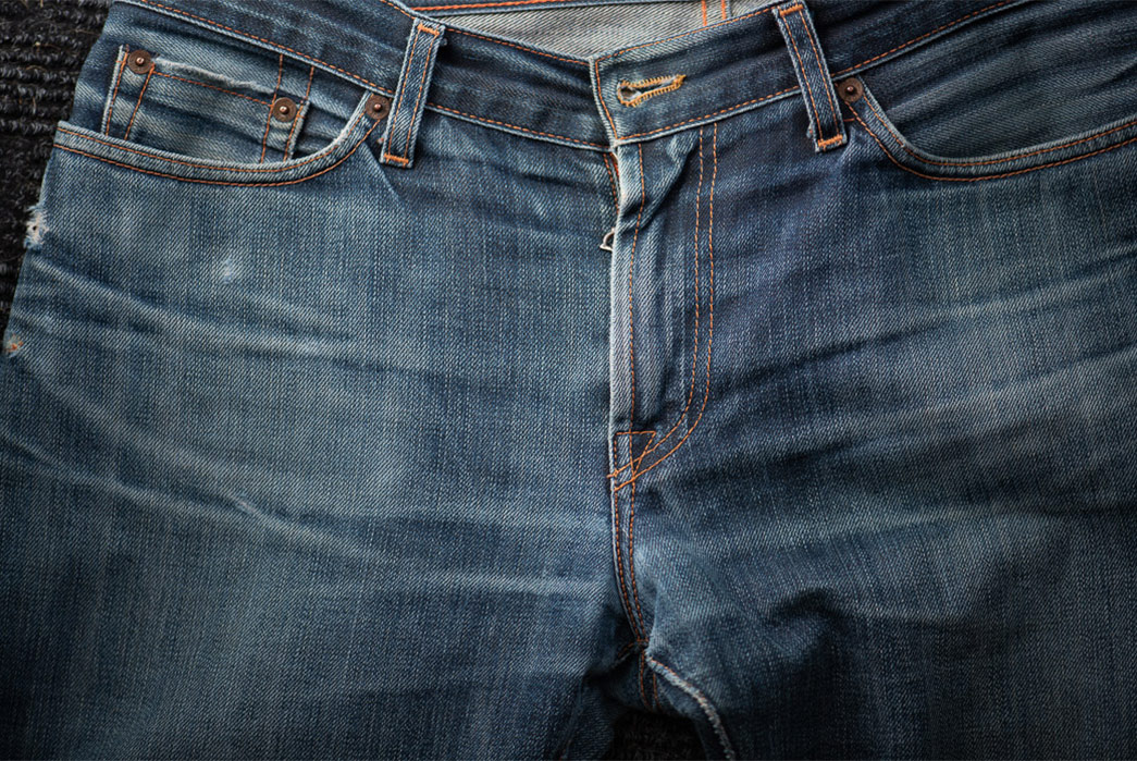 Fade-of-the-Day---Jean-Shop-NYC-Long-Skinny-Raw-Denim-(6-Years,-Unknown-Washes-&-Soaks)-front-top