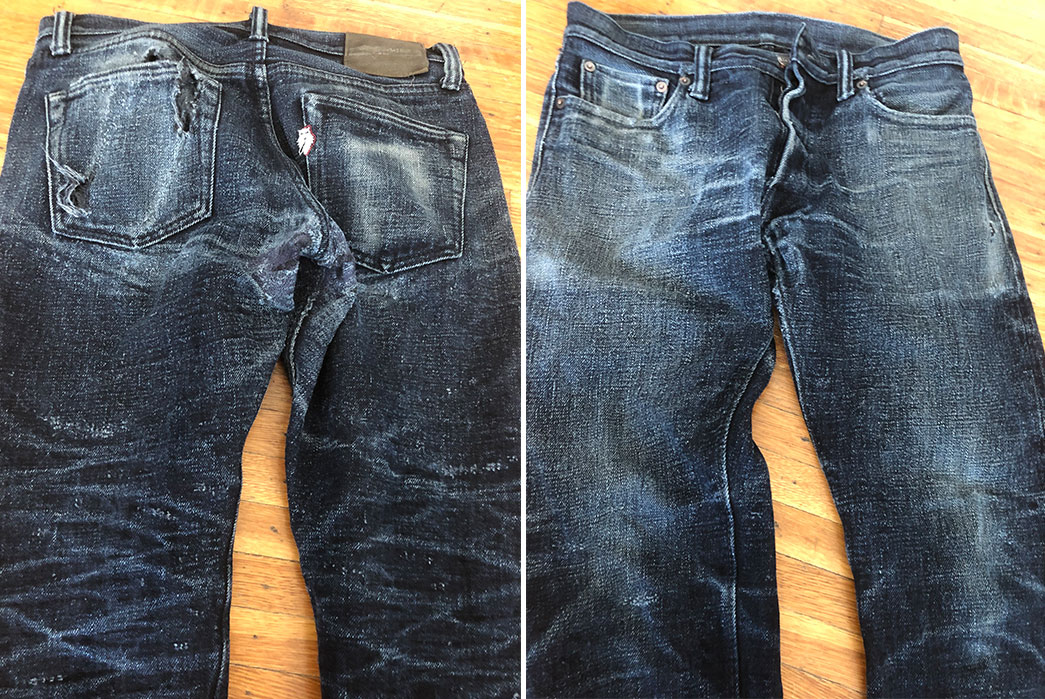 Fade-of-the-Day---Pure-Blue-Japan-x-Blue-Owl-Workshop-PBO-001-(13-Months,-8-Washes,-1-Soak)-back and front top