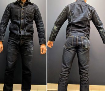Fade-of-the-Day---Rogue-Territory-Shadow-Supply-Jacket-(3.5-Years,-7-Washes,-2-Soaks)-model-front-back