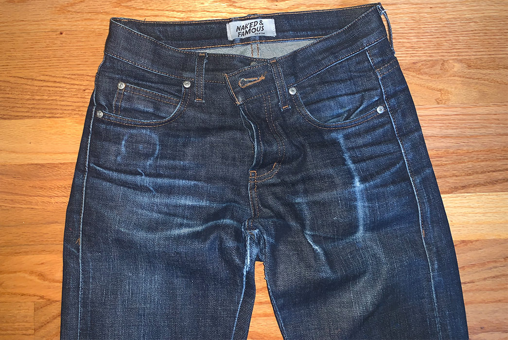Fade-of-the-Day---Naked-&-Famous-Deep-Indigo-Selvedge-(22-Months,-1-Soak)-front-top