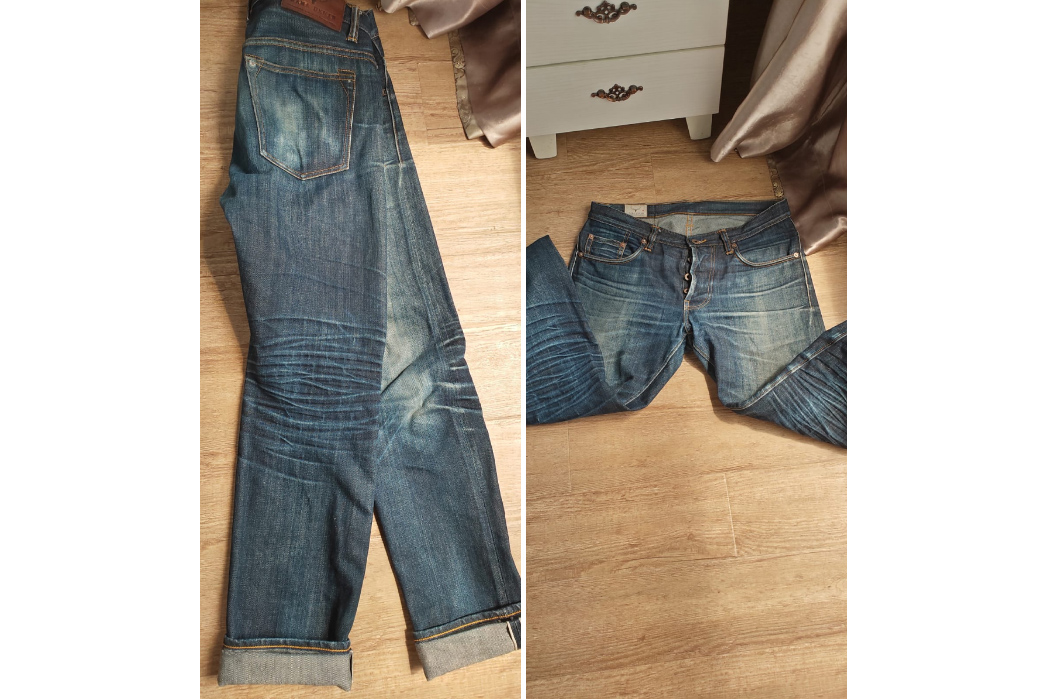 Fade-of-the-Day---Nama-Denim-Unknown-Model-(1-Year,-2-Washes)-side-and-wrinkle