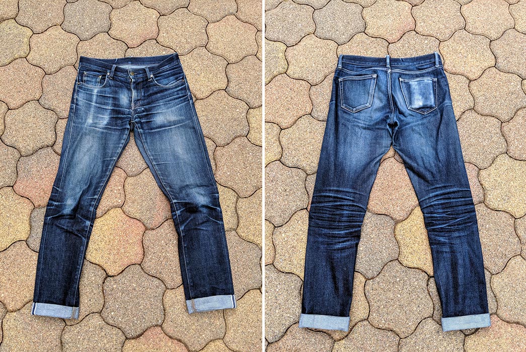 Fade-of-the-Day---Uniqlo-Slim-Fit-Selvedge-(20-Months,-5-Washes)-front-and-back