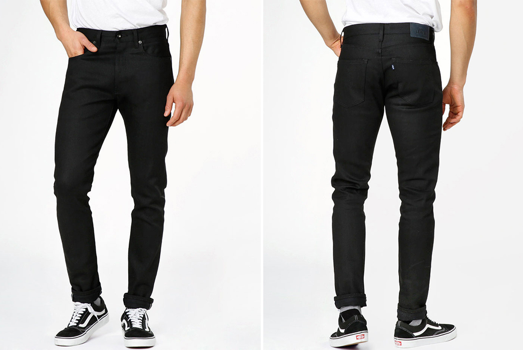 Levi's-Made-&-Crafted-Studio-Taper-Black-Raw-Denim-Jeans-model-front-back