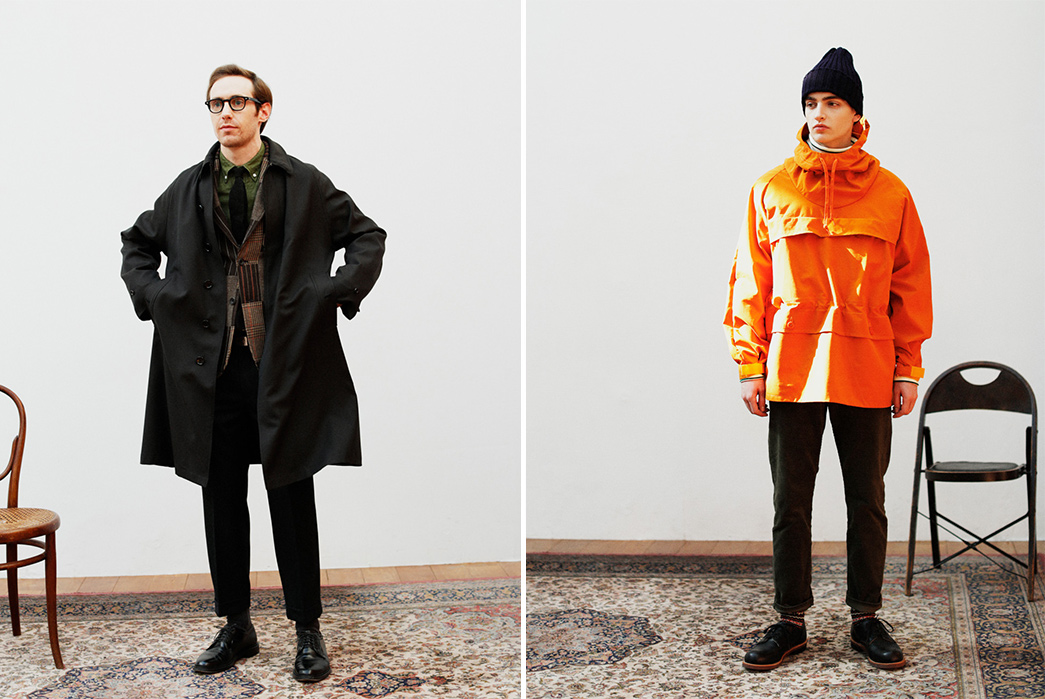 Beams-Plus-2019-Autumn-Lookbook-model-black-and-orange-jacket