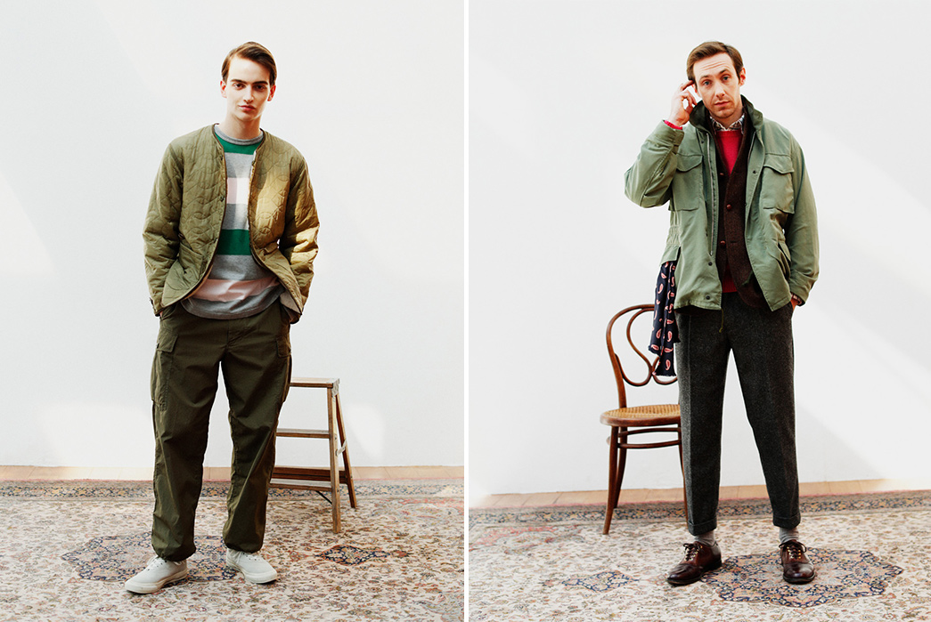 Beams-Plus-2019-Autumn-Lookbook-model-green-jackets-2