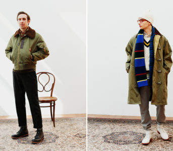 Beams-Plus-2019-Autumn-Lookbook-model-green-jackets