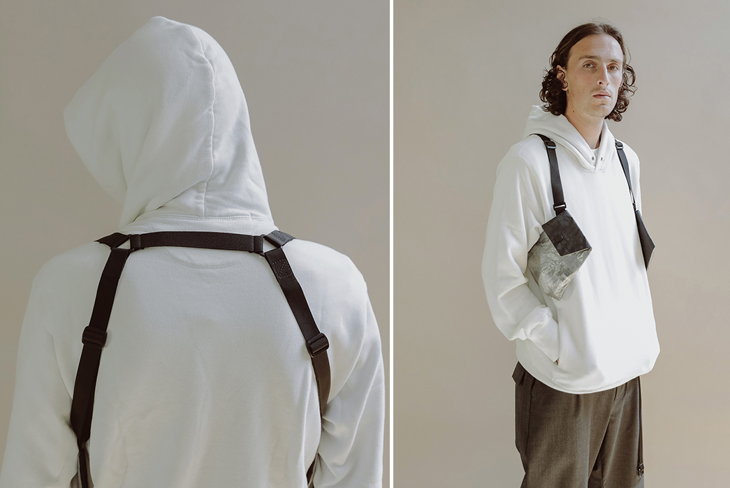 DSPTCH-Adds-a-See-Through-Set-of-Dyneema-Bags-to-Their-RND-Collection-model-back-with-hood-and-front-side