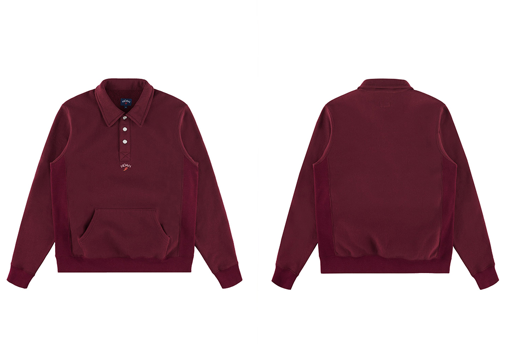 Noah Coaches Collar Crewneck red front-and-back
