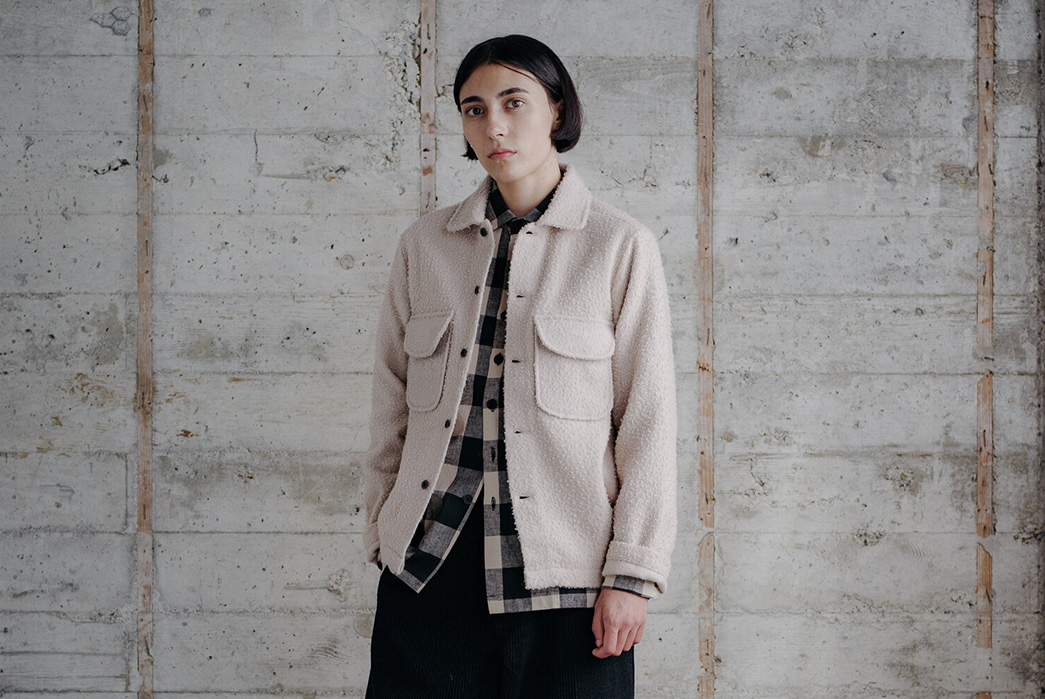 Evan-Kinori-Casentino-Wool-Field-Shirt-female-model-front-jacket