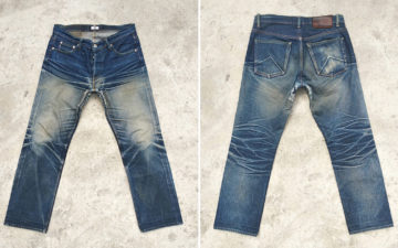 Fade of the Day - Aye Denim Blue Brethren (1.5 Years, 2 Washes, 2 Soaks) front-and-back
