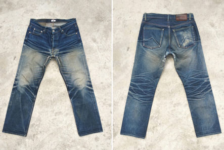 Fade of the Day - Aye Denim Blue Brethren (1.5 Years, 2 Washes, 2 Soaks) front-and-back