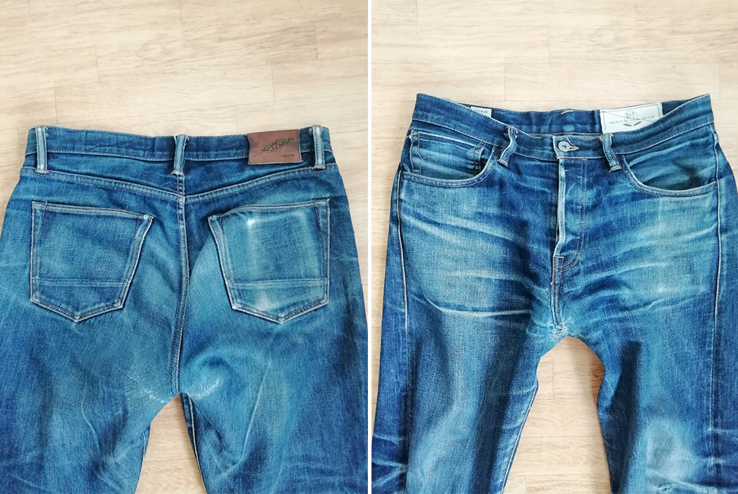 Fade of the Day - Rogue Territory Strider (2.5 Years, Unknown Washes) front-and-back