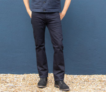 Iron-Heart-Cuts-a-Two-Tone-Selvedge-Denim-model-front
