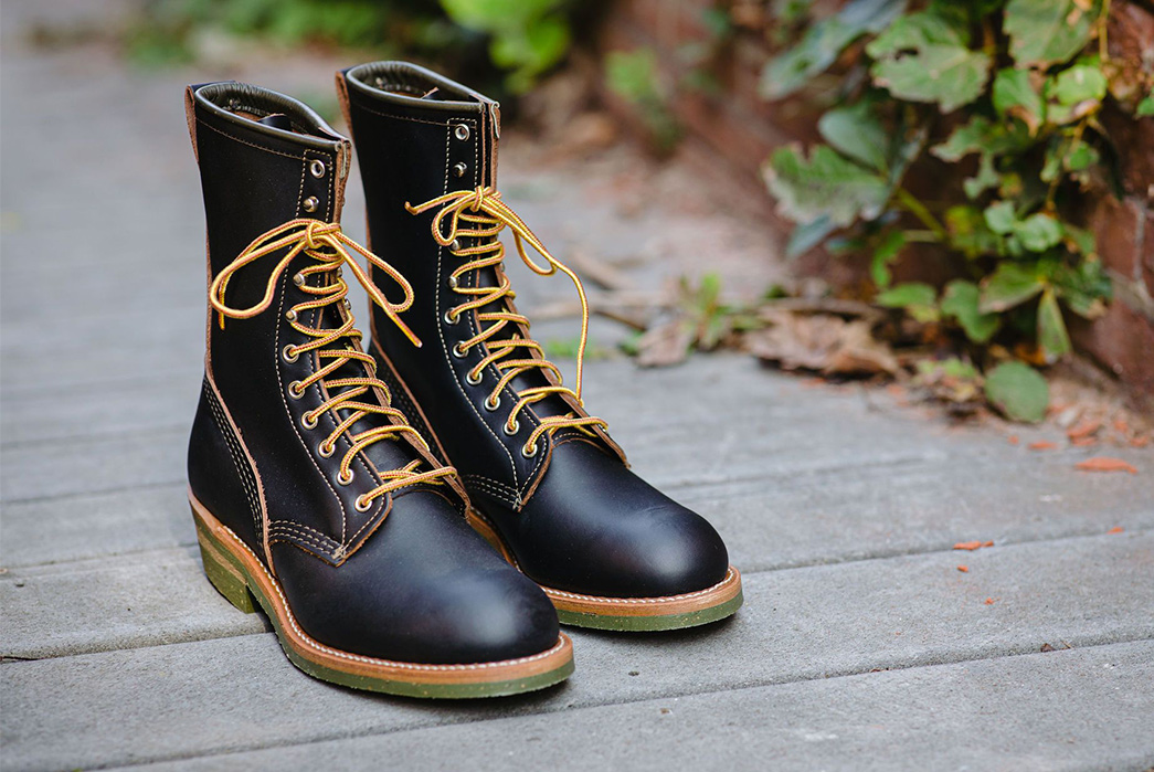 Red-Wing-Heritage-and-Indigofera-Climb-Up-a-Green-Soled-Collab-pair-front