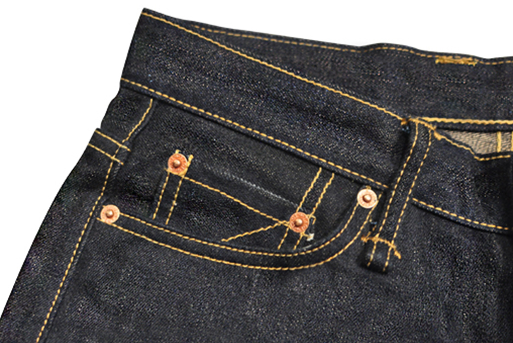 Sage-Celebrates-7-Years-with-18oz.-of-Unsanforized-Tinted-Denim-black-front-top-right-pockets