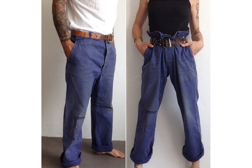 Vintage Bleu de Travail Chore Trousers Workwear 