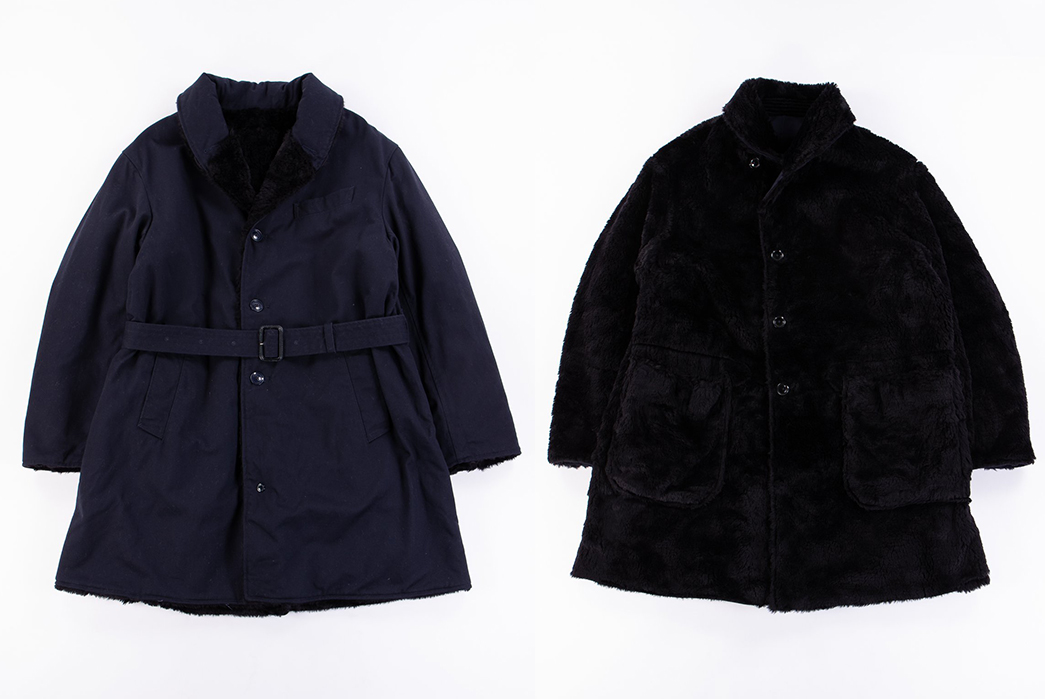 Engineered-Garments-Shawl-Collar-Reversible-Coats-blue-and-black