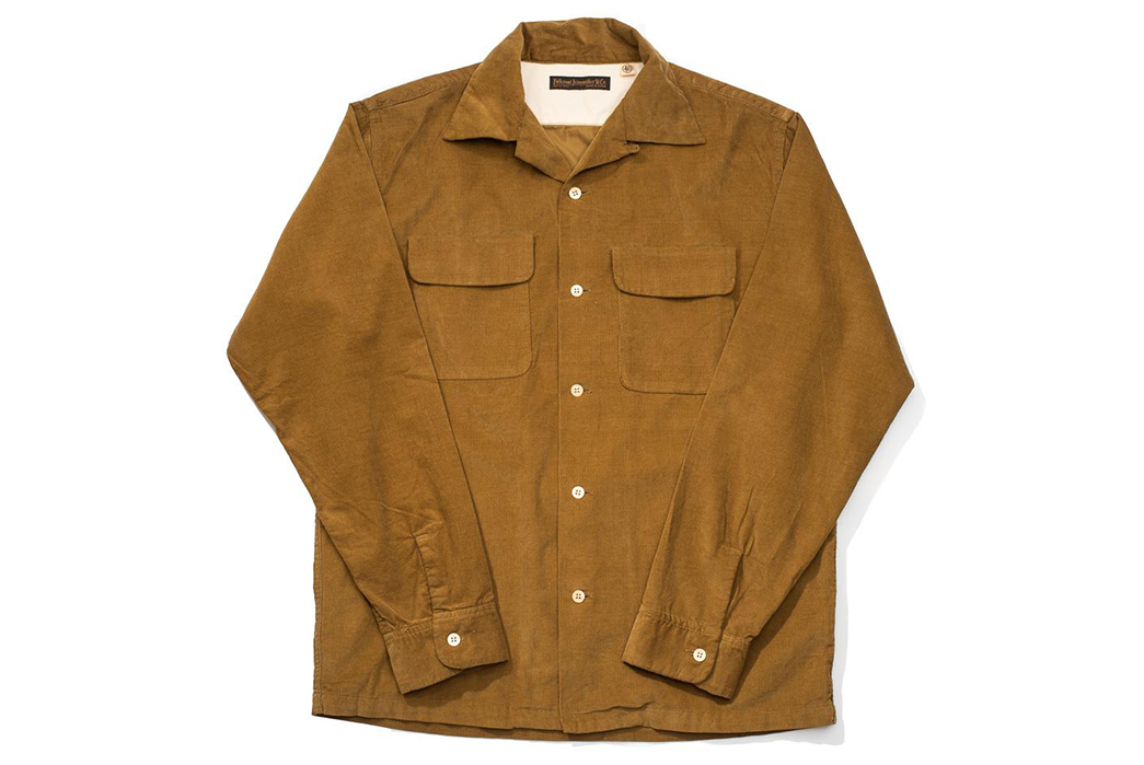 Fullcount-4026-Corduroy-Open-Collar-Shirt-light-brown-front