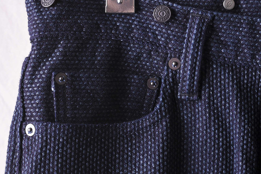 Pure Blue Japan 1158 Sashiko Cinch Back Pants pocket