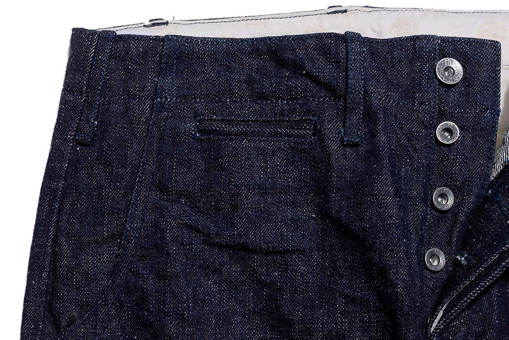 Indigo-Trousers---Five-Plus-One-Plus-One---Samurai-SJ42DP-front-buttons