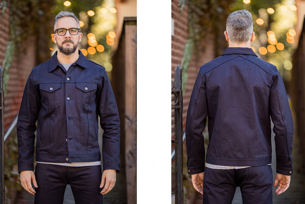 3sixteen Steps Into The Shadows With its Latest Type 3s Denim Jacket front-and-back-model