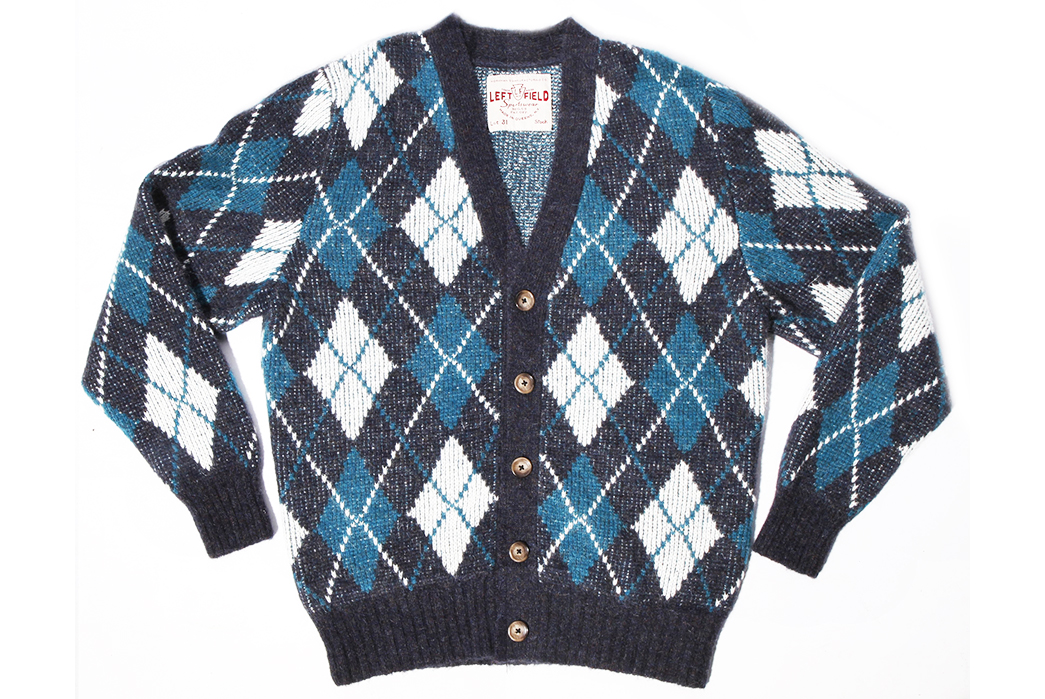 Left-Field's-Mohair-Cardigans-and-Watch-Caps-Are-Knitted-in-Queens,-NYC-blue-sweater
