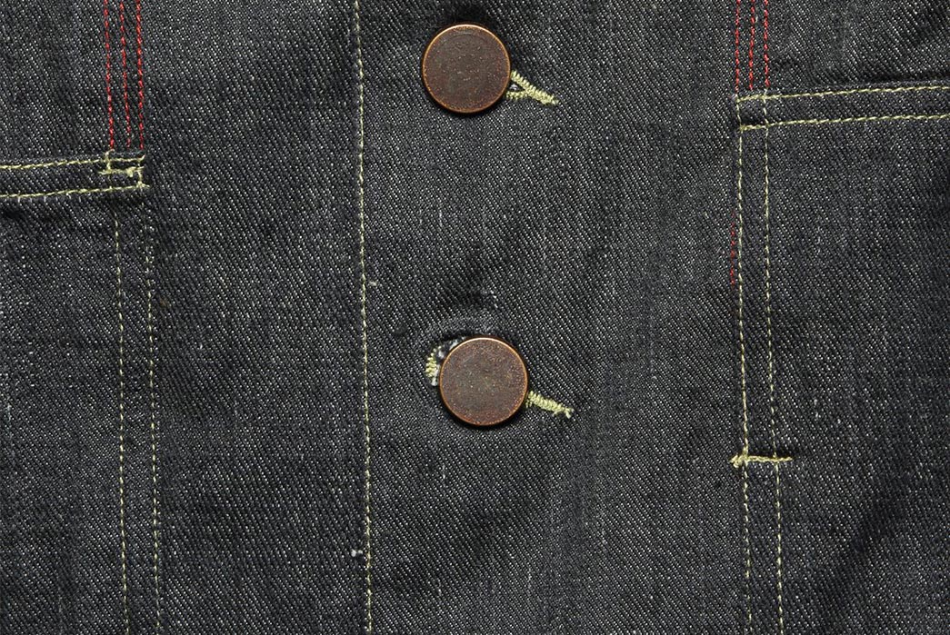 Aunti-Oti's-Selvedge-Denim-Jacket-Is-Hand-Woven-in-India-front-pockets-and-buttons
