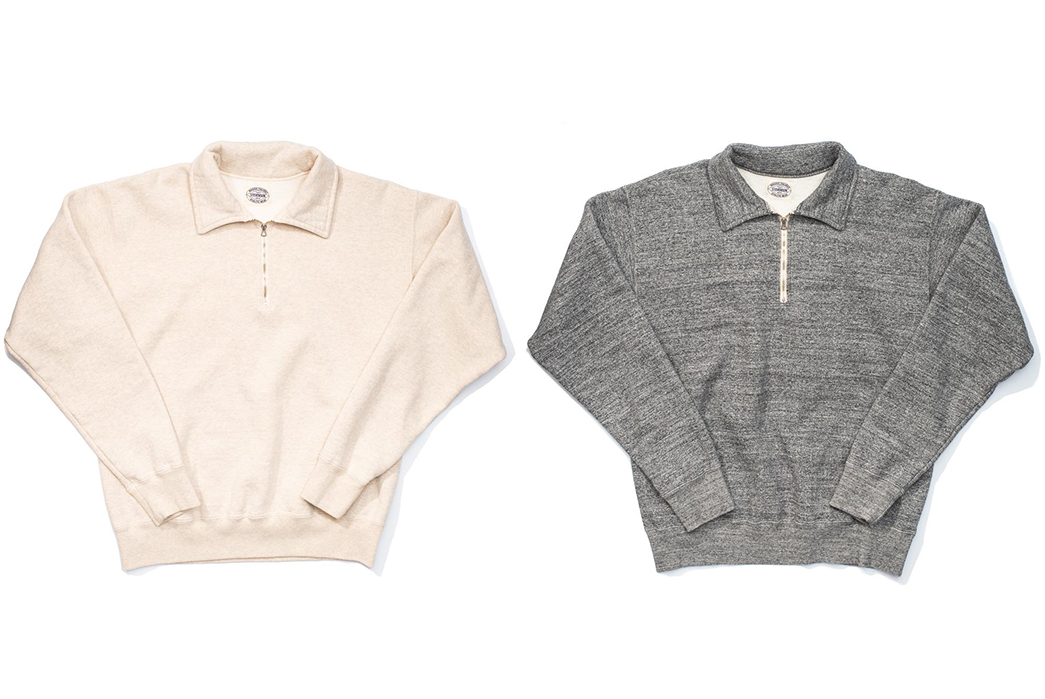 Stevenson-Overall-Co.-ZS-HG-Half-Zip-Sweatshirts-light-rose-and-grey