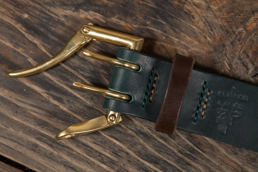 The-Pigeon-Tree-Crafting-Green-&-Brown-Tarnsjo-Double-Prong-Belt-Is-Limited-To-Just-10-Pieces-buckle-open