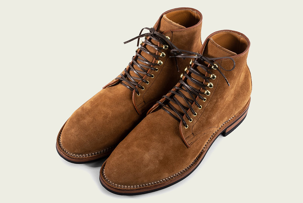 Viberg-Unleashes-a-Trio-of-Calf-Leather-Derby-Boots-pair-front-top-side-light-brown