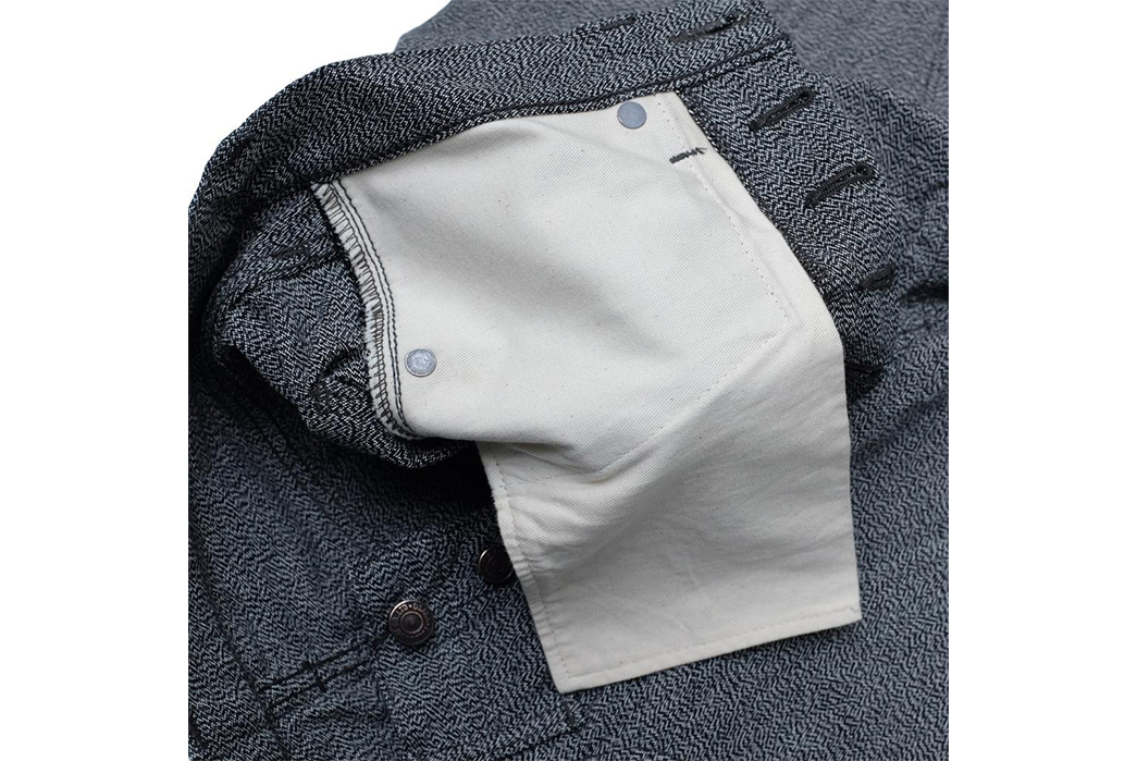 Fullcount-Blends-The-Archetypal-Covert-Twill-Pant-and-Five-Pocket-Jeans-inside-pocket-bag