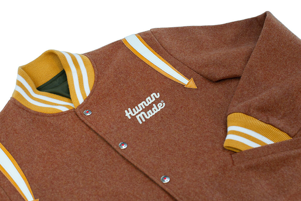 Human-Made's-Latest-Varsity-Is-Quirky-and-Reversible-front-brown-detailed