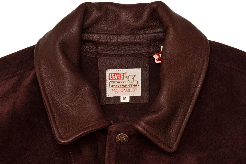 LVC's-1960's-Chocolate-Brownie-Suede-Trucker-Is-Freshly-Baked-In-Italy-front-collar
