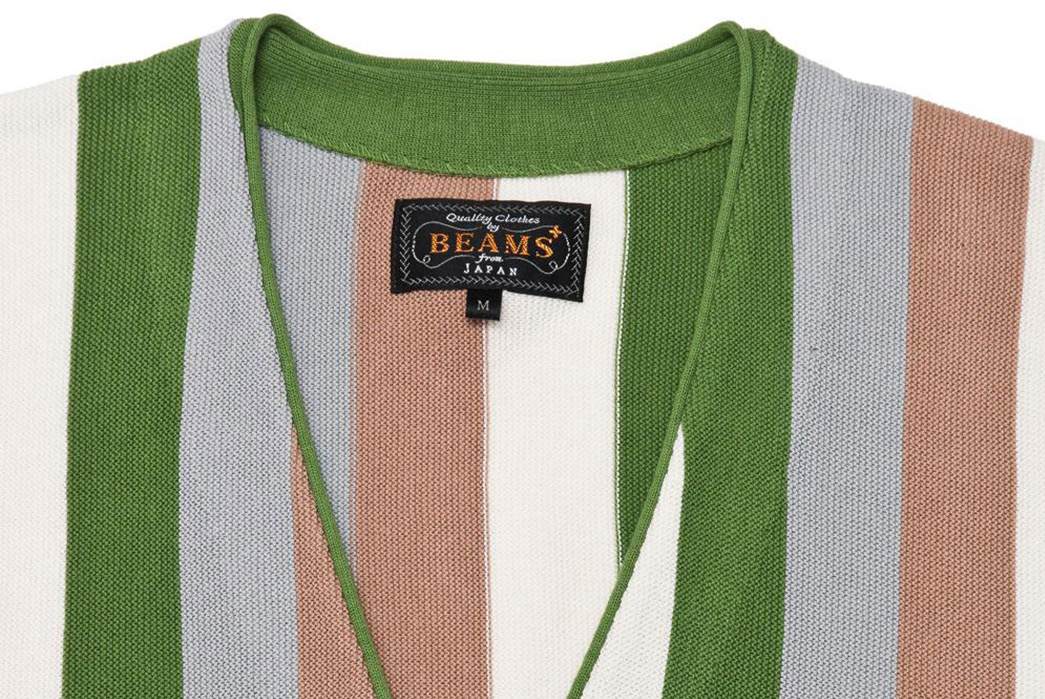 Beams-Plus-Throws-It-Back-With-a-Striped-Cardigan-front-top