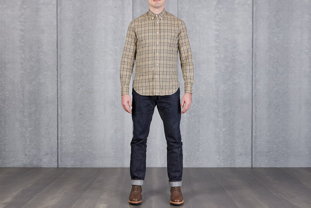 Think-Outside-the-Box-with-Gitman-and-Division-Road's-Slubby-Poplin-Grid-Plaid-model-front