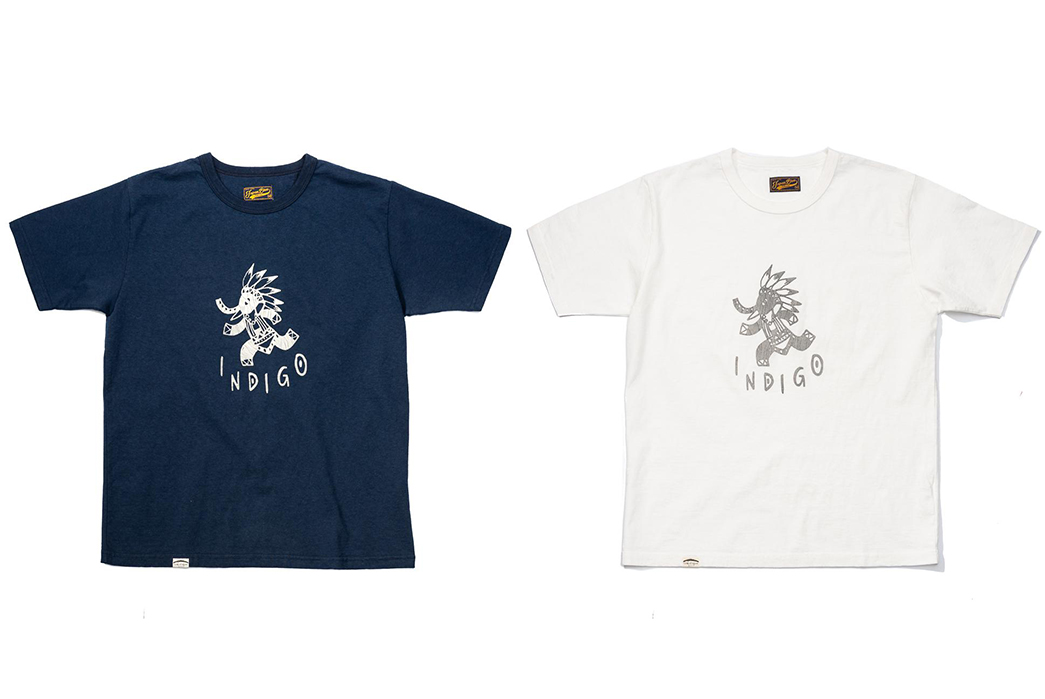 Japan-Blue-Celebrates-Indigo-&-Cote-d'Ivoire-With-a-Duo-Of-Graphic-Tees-fronts-blue-and-white