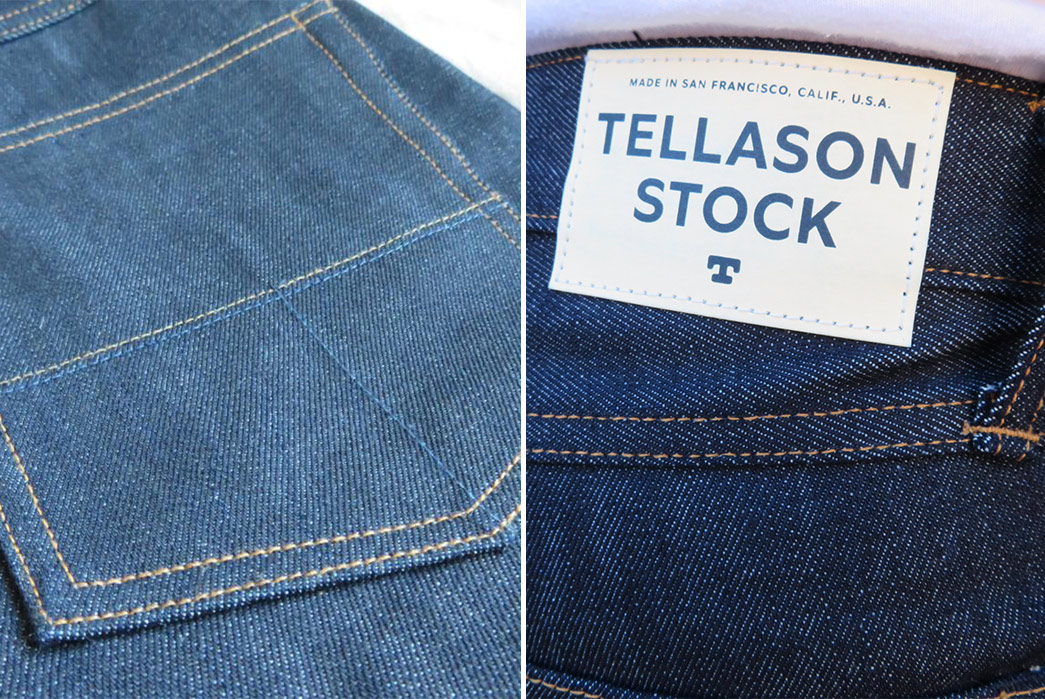 Tellason-Stock-Denim-Jeans---Denim-Review-Tellason-Stock-Denim-Rear-Pocket-Stitching-&-Paper-Waist-Patch